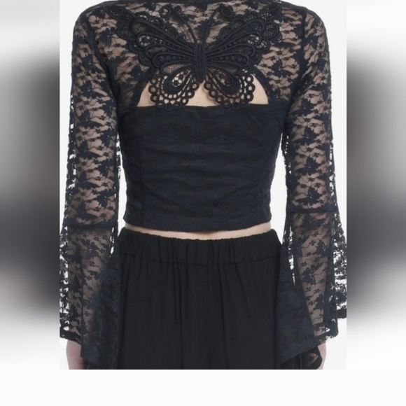 Hot Topic Black Sheer Lace Top - Picture 9 of 9